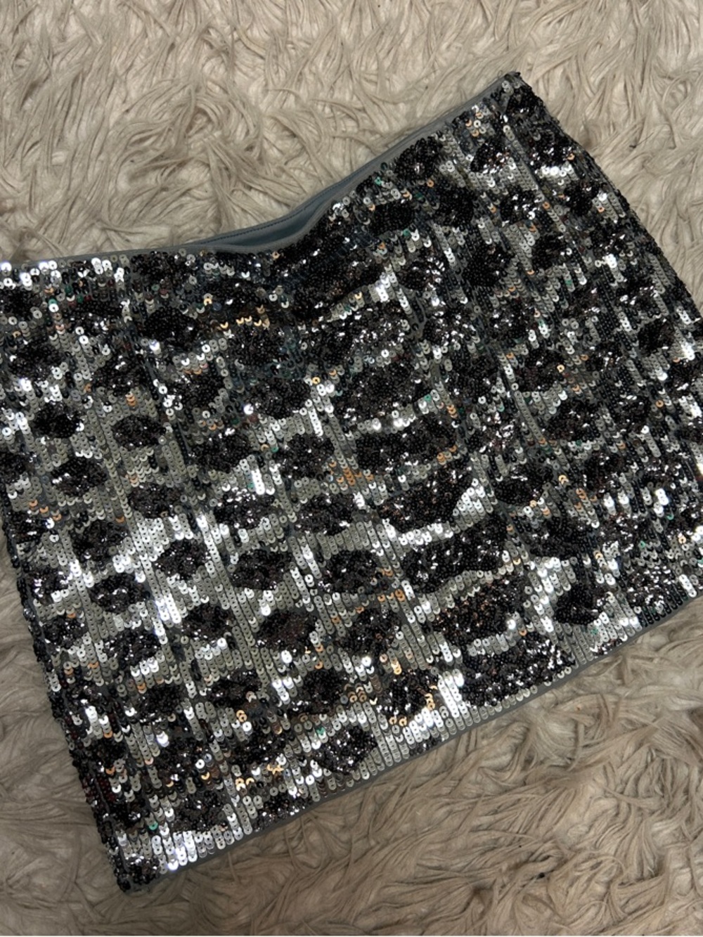 NWOT Express Sequin Mini Skirt in Silver and Black